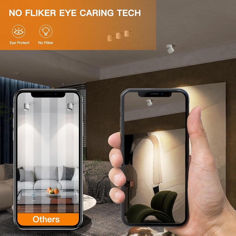 SUNMEIYI سبوت لايت سقف LED قابل للتعتيم 12W 3CCT 3000K/4000K/5000K سبوت لايت سقفي قابل للتعديل للإضاءة الداخلية، سبوت لايت موجه لغرفة المعيشة، الممر، المعرض، إضاءة فنية، CRI93 1200LM (أبيض) - Image 5